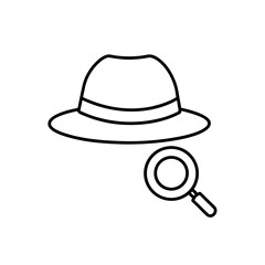 detective hat and magnifier icon vector