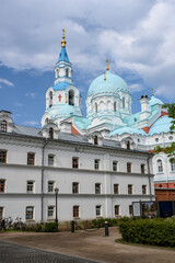 The bell tower of the medieval Transfiguration Cathedral of the Valaam Monastery on the island of Valaam in Karelia