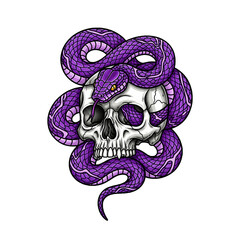 Purple Serpent Skull Artwork with Transparent Background
