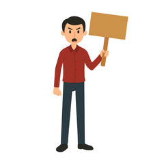 Activist holding blank sign. Vector illustration for campaign visuals, blog headers, and social media posts related to human rights, political movements, or public demonstrations