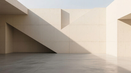 Fototapeta premium Minimalist Architectural Space with Concrete Walls and Shadows