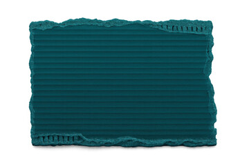 Obraz premium Torn turquoise cardboard fragment revealing transparent background, offering clean design mockup