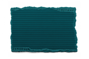 Torn turquoise cardboard fragment revealing transparent background, offering clean design mockup