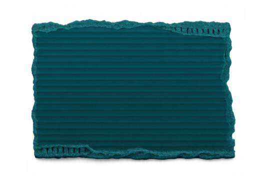 Torn turquoise cardboard fragment revealing transparent background, offering clean design mockup