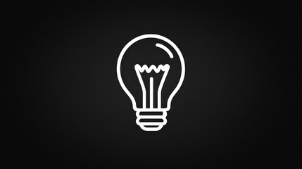 Simple white outline lightbulb on black background