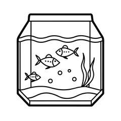 aquarium with fish on white background
