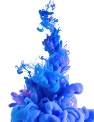 Obraz premium A mesmerizing swirl of vibrant blue ink disperses gracefully in clear water, creating intricate patterns and captivating hues that blend beautifully.