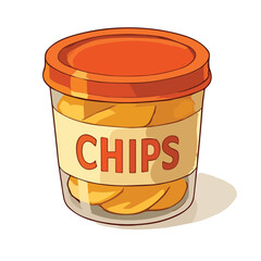 Potato Chips in Plastic Cup with Label – Crunchy Snack Vector Illustration	
