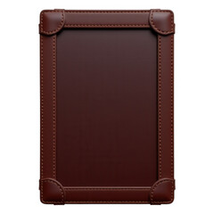Rich brown leather suitcase corner detail intricate stitching and textured panel isolate