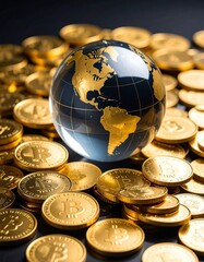 Crystal globe on gold coins