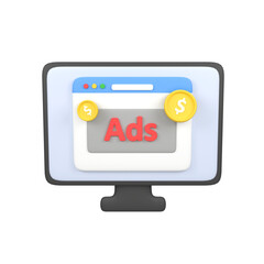 Website monetization isolated 3d render icon illustration