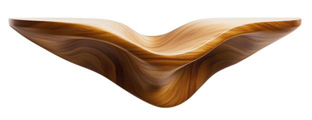 Beautifully crafted floating wooden corner shelf with smooth, curved design, showcasing natural wood grain patterns. Perfect for adding elegance and functionality to any room., isolated