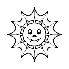 halloween sun illustration on white background