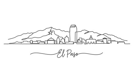 Obraz premium El Paso Texas Skyline Vector Line Art with Minimalist Design.