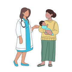 Doctor With Mother And Baby