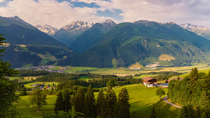 Alpine summer view at Pass Thurn, Salzburg, Tyrol, Austria