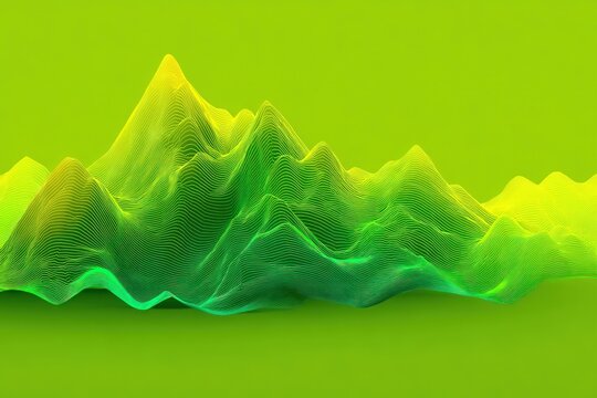 Topographic mountain range with gradient color on a green background, landscape