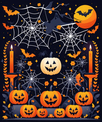 Celebrating the spirit of Halloween with glowing pumpkins and spooky decorations in a festive nighttime setting