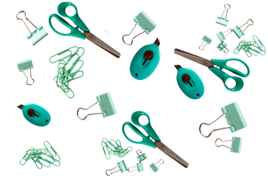 Modern set school supplies flat design on transparent background, top view..Perfect for educational, e-learning or academic themed visual materials