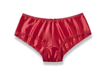 Red female panties isolated on white transparent background. New design ladies and gentles clothes. 