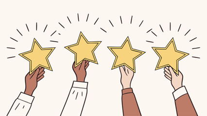Hands Holding Stars Celebrating Achievement.