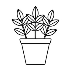 potted houseplant outline vector on white background 