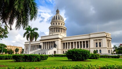 Obraz premium Cuban capitol building, lush greenery