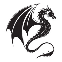 Obraz premium Minimalist Dragon Neck Tattoo Silhouette Design