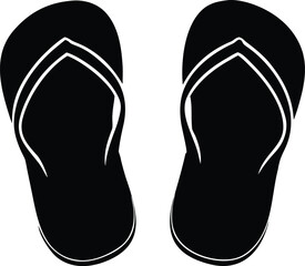  flip flop shoes silhouette vector icon