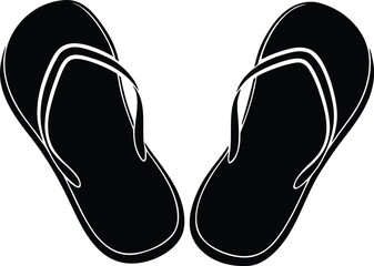  flip flop shoes silhouette vector icon