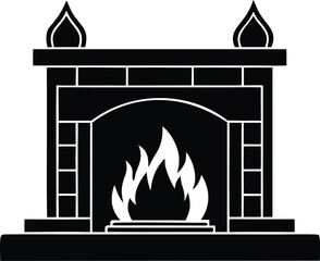  holiday fireplace silhouette vector icon