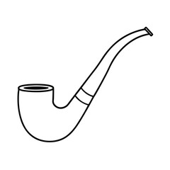 vintage tobacco pipe outline vector on white background 