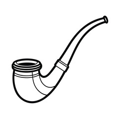 vintage tobacco pipe outline vector on white background 
