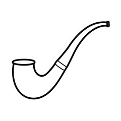 vintage tobacco pipe outline vector on white background 