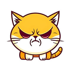 Obraz premium Grumpy cartoon cat with an angry expression on a transparent background