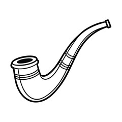 vintage tobacco pipe outline vector on white background 
