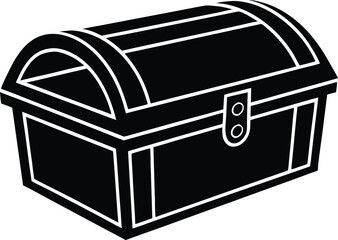  wooden treasure chest silhouette vector icon