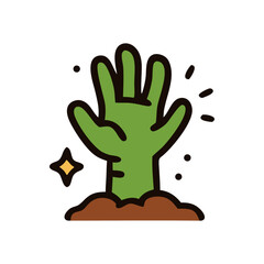 Obraz premium zombie hand emerging from brown dirt are perfect for halloween designs, spooky projects, horror themes, book covers, and posters