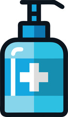 Fototapeta premium Hand sanitizer bottle icon on white background, clean hygiene symbol, germ protection, disinfectant liquid container, personal care, health safety, antibacterial sanitizer, medical hygiene vector 