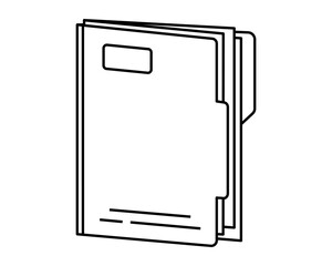 Hand drawn cute outline illustration of folder with documents. Flat vector corporate file archive line art doodle. Planning or time management icon. Office data. Backup or system organizer. Isolated.