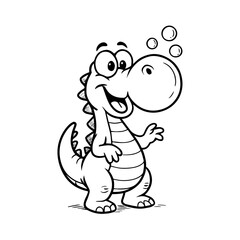 Goofy dinosaur blowing bubbles with bubblegum