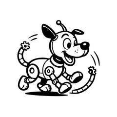 Robot dog chasing its mechanical tail