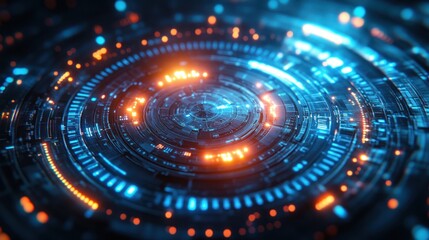 Abstract, glowing, circular interface