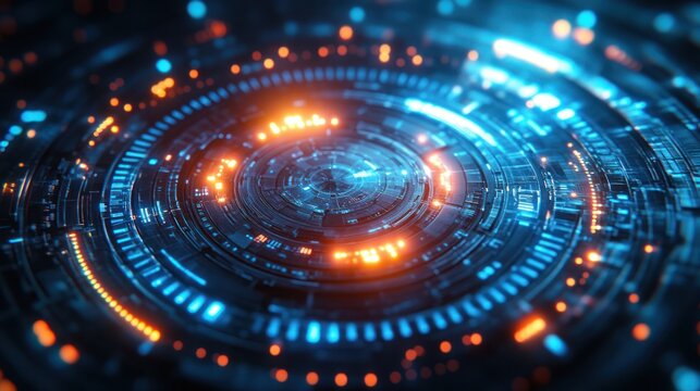 Abstract, glowing, circular interface