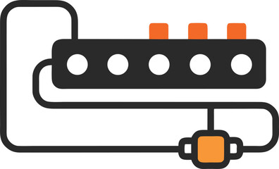 Fototapeta premium Cable organizer icon on white background, tidy cable management, cord holder symbol, neat wiring illustration, cable clip vector, tech accessory icon for clean desk setup