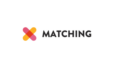 Pink & Orange Matching Cross Mark Technology & Business Logo — Flat Vector Template