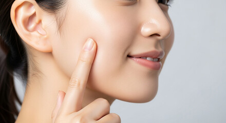 スキンケアで透明感のある肌を持つ日本人女性