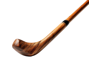 Close-up of a wooden golf club shaft, showcasing intricate wood grain