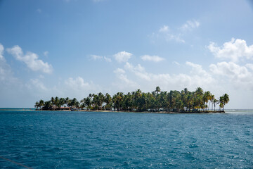 Nugnudub Island with tourist facilities in the San Blas Islands, off the Caribbean coast of Panama