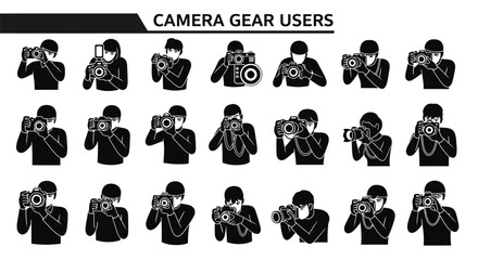 Diverse people actively capturing moments with cameras